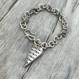 Sterling Silver Chain Heart Charm Bracelet